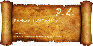 Pacher Lázár névjegykártya